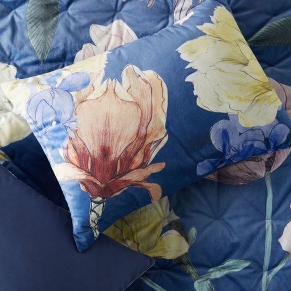 Anthropologie Velvet Ella Shams (2) Blue Floral NWOT - Picture 1 of 6